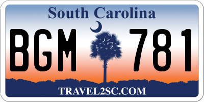 SC license plate BGM781