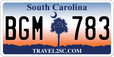 SC license plate BGM783
