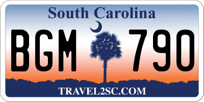 SC license plate BGM790
