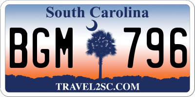 SC license plate BGM796