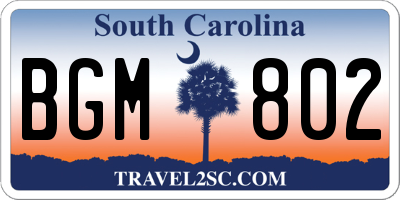 SC license plate BGM802