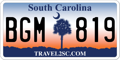 SC license plate BGM819