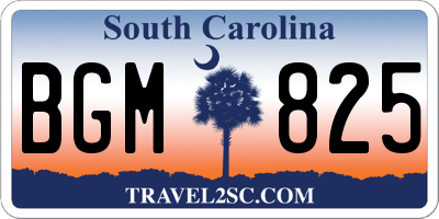 SC license plate BGM825