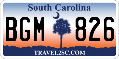 SC license plate BGM826