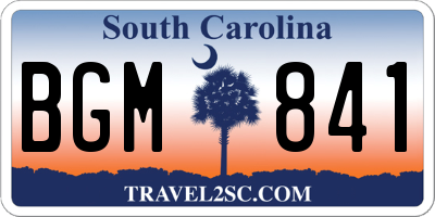 SC license plate BGM841