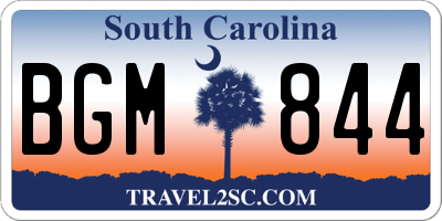 SC license plate BGM844