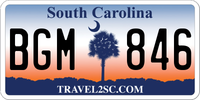 SC license plate BGM846