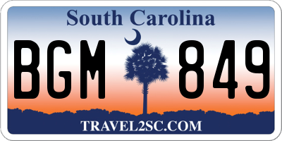 SC license plate BGM849