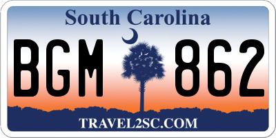SC license plate BGM862