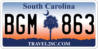 SC license plate BGM863