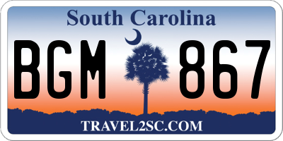 SC license plate BGM867