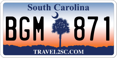 SC license plate BGM871