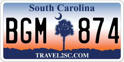 SC license plate BGM874