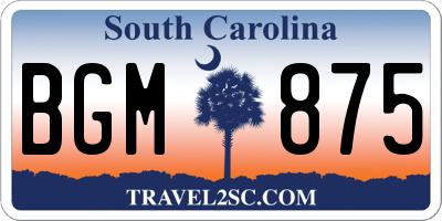 SC license plate BGM875