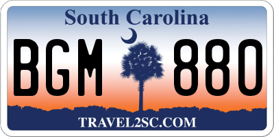 SC license plate BGM880