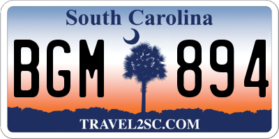 SC license plate BGM894