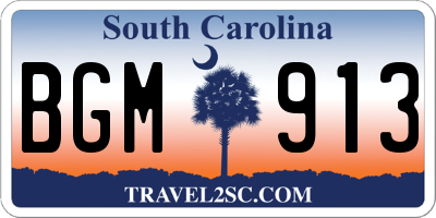 SC license plate BGM913