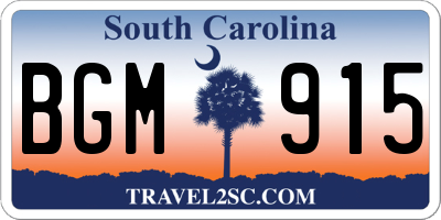 SC license plate BGM915