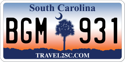 SC license plate BGM931