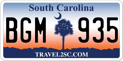 SC license plate BGM935
