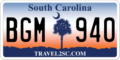SC license plate BGM940