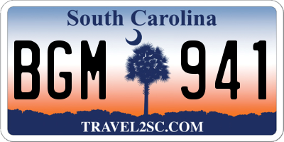 SC license plate BGM941