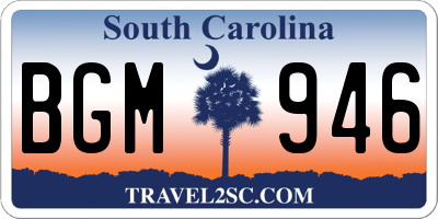 SC license plate BGM946