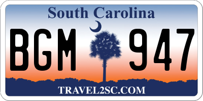 SC license plate BGM947