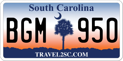 SC license plate BGM950