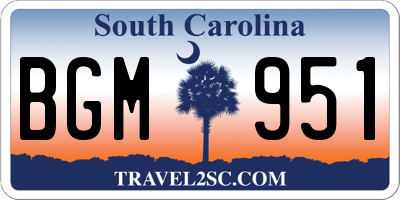 SC license plate BGM951