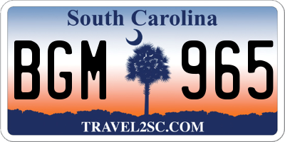 SC license plate BGM965