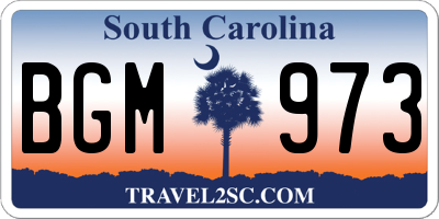 SC license plate BGM973