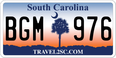 SC license plate BGM976