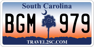 SC license plate BGM979