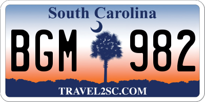 SC license plate BGM982