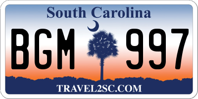 SC license plate BGM997