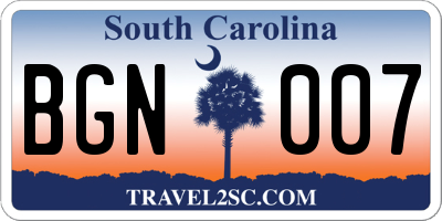 SC license plate BGN007