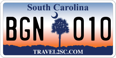 SC license plate BGN010