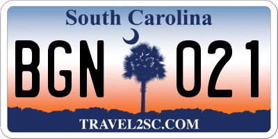 SC license plate BGN021