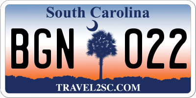 SC license plate BGN022