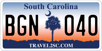 SC license plate BGN040