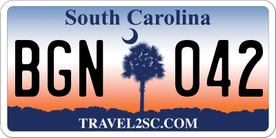 SC license plate BGN042