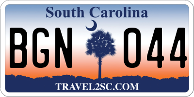 SC license plate BGN044
