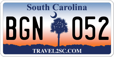 SC license plate BGN052