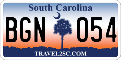 SC license plate BGN054