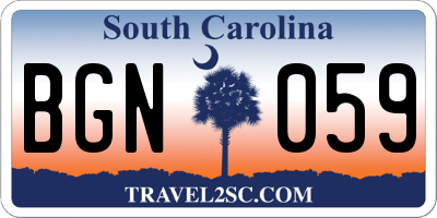 SC license plate BGN059