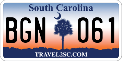 SC license plate BGN061