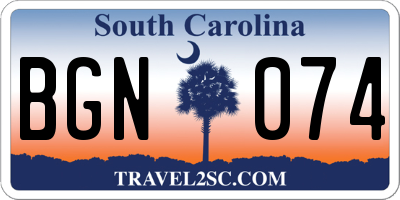SC license plate BGN074