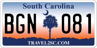 SC license plate BGN081