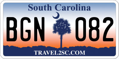 SC license plate BGN082